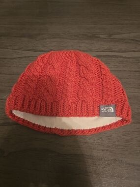 The North Face Pink Cable-Knit Fleece Beanie